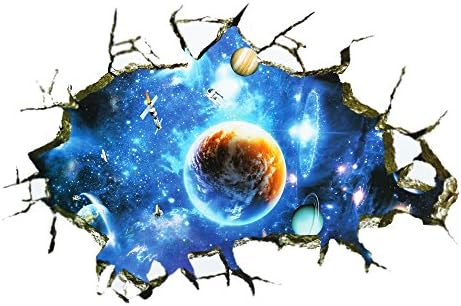 3D Outer Space Wallpaper Stickers Home Decor Mural Art Removable Galaxy Living Room Wall Decals