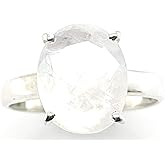 Natural Rainbow Moonstone 925 Sterling Silver Ring Size 6, 8, 9