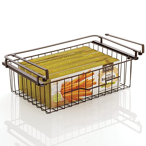 mDesign Large Metal Wire Hanging Pullout Drawer Basket Sliding Under