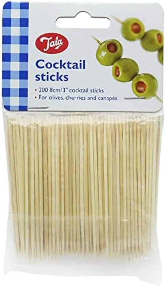 Tala Bamboo Cocktail Sticks, Ponted End Cocktails Sticks Perfect for Buffets Canapes and Appetisers