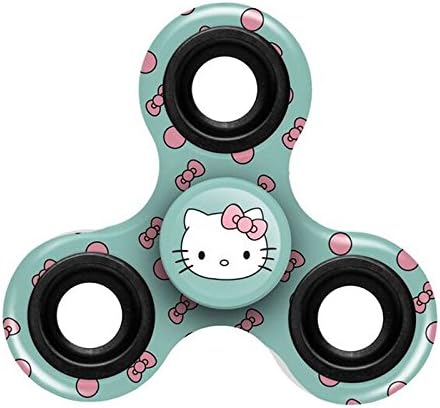 Hello Kitty Teal Pink Bows Fidget Spinner Smooth Hand Spinner Tri Fidget Spinning For EDC ADHD Focus Anxiety Stress Relief