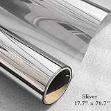 Timeet Window Film One Way Mirror Reflective Self Adhesive Solar Film Decorative Static Cling Heat Control Privacy Window Tint for Home and Office （17.7