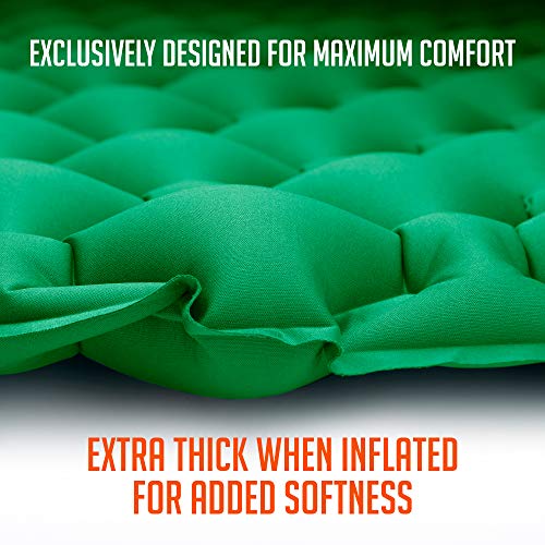 Royexe Heavy Duty Double Sleeping Pad | Ultra Thick Inflatable Camping Mat | 2 Person Compact Bed for Backpacking and Hiking | Compact Sleeping Bag Air Mattress (Green)