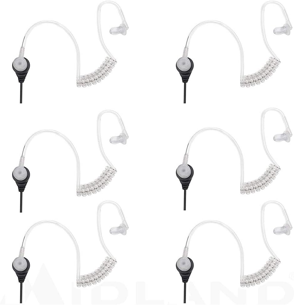 Midland AVPH3 Transparent Security Headsets with PTT/VOX - Pair,Black