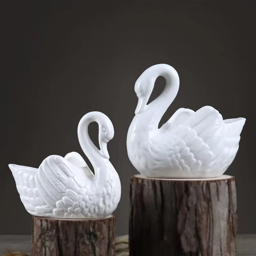 XESAGSNV 2pcs Swan Shaped Flowerpot, High Temperature White Porcelain Kiln Transformed Into Ceramic Fleshy Flowerpot, Excellent Decor