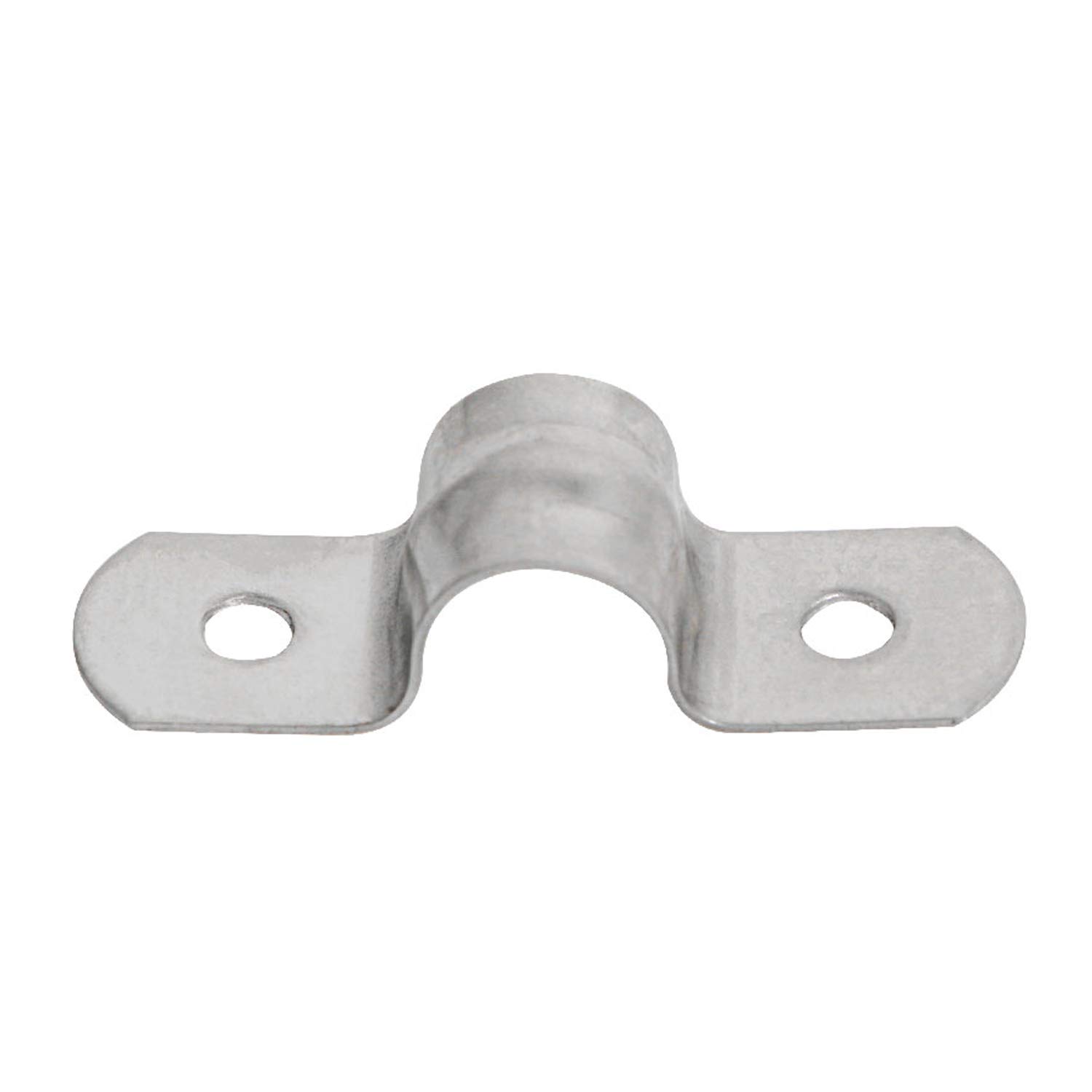 Aopin 10mm Rigid Pipe Strap Clamp 2 Holes U Bracket 201 Stainless Steel, for Pipe Fixing, Silver, 20Pcs