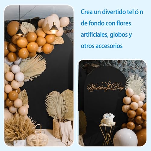 MEKOTRIN 3 Piezas de Fondo Cubierta de de Alta Elasticidad Espesar Fibra de Poliuretano Seda de Leche a Prueba de Decoloración para Fiestas de Boda (Negro, 4FT, 5FT, 6FT)