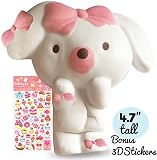 Felix and Wise Puppy Dog Soft Creamy Scented Squishy Kawaii / Slow Rising Stress Relief Squeeze Toy / Bonus Puffy Stickers