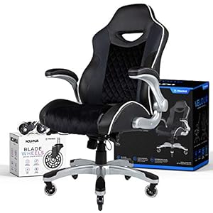 NOUHAUS Velour Office Chair Velvet Computer Chair with Retractable Armrest with Bonus Blade Wheels. Swivel Game Chair for Gaming Desk! Ergonomic Gaming Chair or Racing Gamer Chairs for Adults