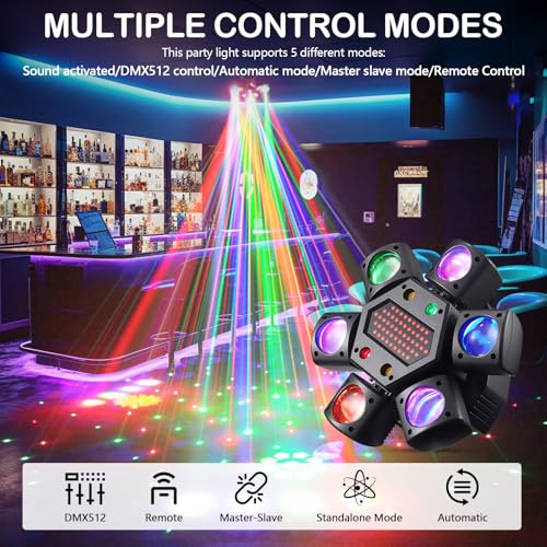 DMX512 LED Beam Head Mobile Stage Light, RGB LED Disco Light with Remote Control, DMX512 Rotating Head Lights for Disco Bars Club Wedding Christmas Light Games