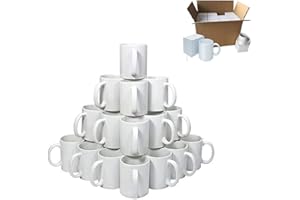 POVOKICI 11OZ Ceramic Sublimation Mugs, 36 Pack Sublimation Blank Cups, White Coffee Mugs, ORCA Coating Grade AA Mugs for Heat Transfer Printing with White Box