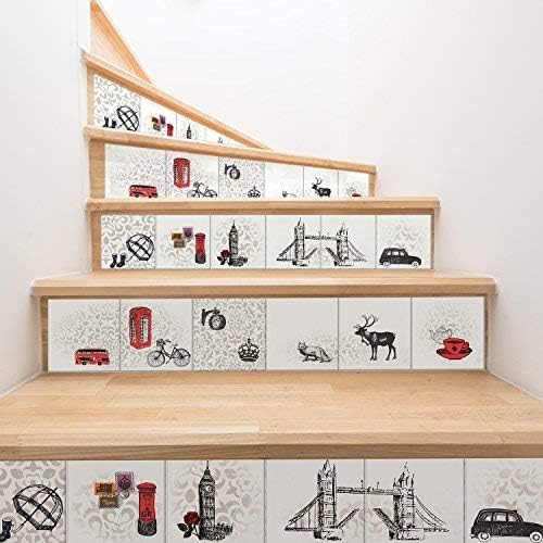 WALPLUS 24 Pcs 15cm(6") Tile Stickers Peel and Stick Backsplash Self-Adhesive Removeable Stick on Wall Vinyl Home Decoration DIY for Living Kitchen Bedroom Splashbacks