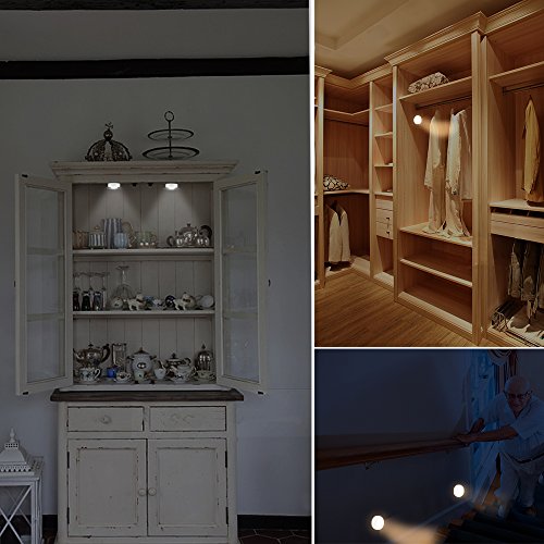 LEDERA Wireless LED Puck Lights, Kitchen Under Cabinet Lighting with Remote Control, Battery Powered Dimmable Closet Lights, 6 Pack