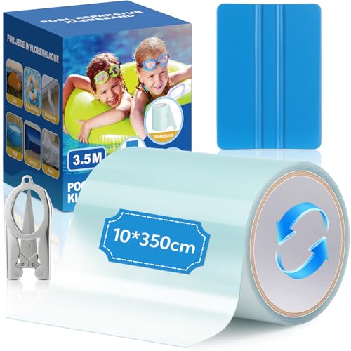 AVAKY Swimming Pool Repair Tape Kit, 10 x 350 cm Underwater Adhesive Tape for Swimming Pool, Transparent, PVC Patches for Pool, Accessories for Swimming Pool Above Ground for Inflatable Mattress Liner