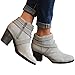 Women Low Heel Ankle Booties Slip On Suede Crisscross Braid Chunky Block Stacked Round Toe Ankle Boots