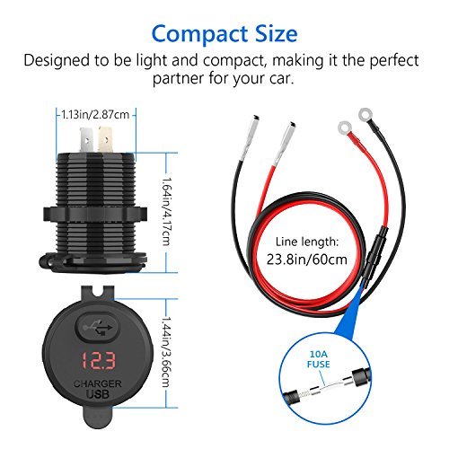 HiGoing 12V/24V Marine USB Outlet, Waterproof QC3.0 USB Charger Socket with Voltmeter Monitoring and On/Off Switch for Car Boat Motorcycle Mobile (Updated with QC3.0)