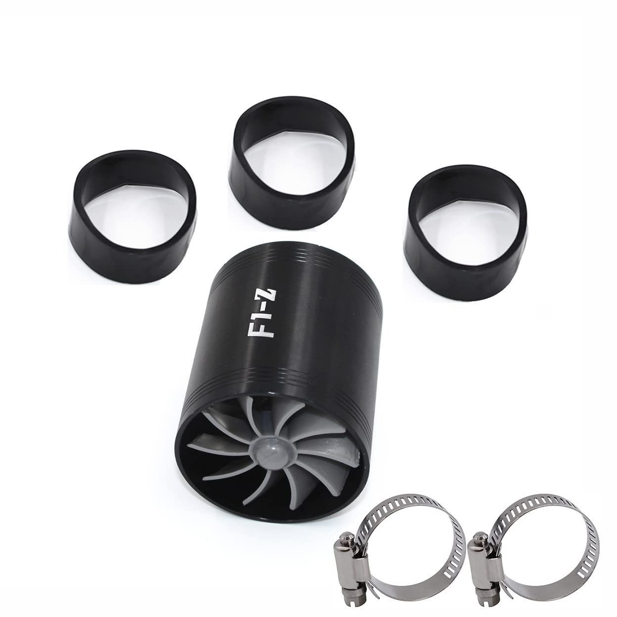 Photo 1 of 2.5" F1-Z Car Air Intake Turbonator , Dual Fan Turbine Super Gas Fuel Saver Turbo (Black)