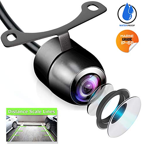 Pyle Universal Mount Front Rear Camera - Marine Grade Waterproof Built-in Distance Scale Lines Backup Parking/Reverse Assist Cam w/ Night Vision LED Lights 420 TVL Resolution & RCA Output - PLCM38FRV