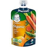 Gerber 2nd Foods Organic Food Pouches, Pear, Carrot, Peas, 3.5 Ounce (Pack of 12)
