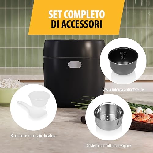 Cuociriso Digitale con Funzione Low Carb, 8 Programmi Automatici, Capacità 0,6 L di Riso, Pannello Digitale, Facile da Pulire, RK-6238