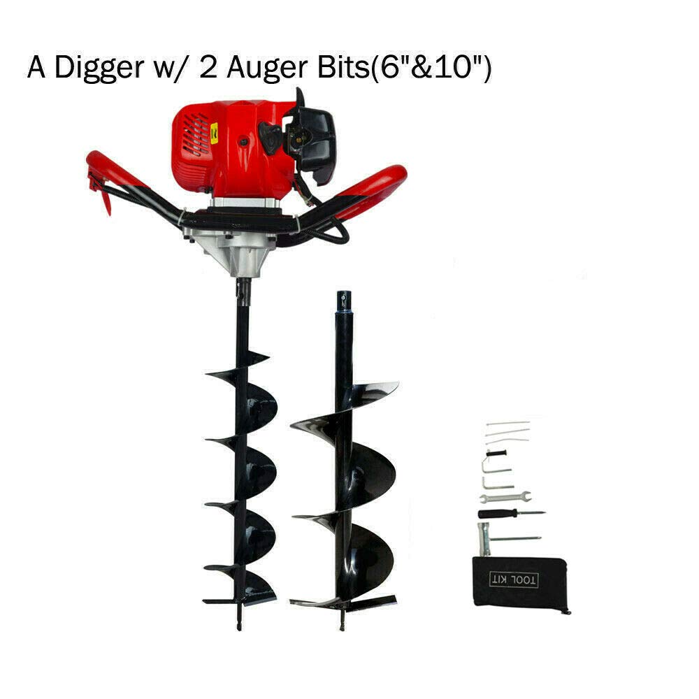 Eco Worthy 52ccエンジン 穴掘り機 15cm 25cm直径ドリル付きセット 2 5hp 杭打ち