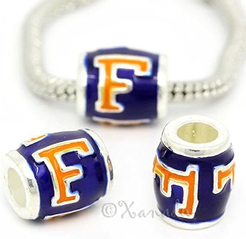 Florida Gators European Bead Charm - University of Florida Football Team Logo Jewelry Making Supply Pendant Bracelet DIY Crafting by Wholesale Charms