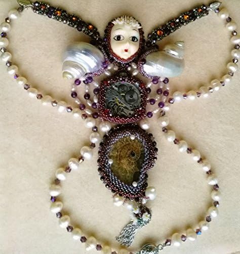 Midnight Mermaid, Beadwoven Embroidered Necklace
