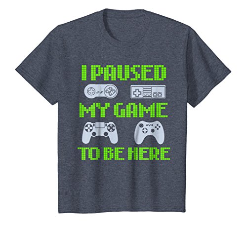 Kids I Paused My Game To Be Here Funny Video Gamer T-Shirt 12 Heather Blue