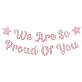 We are So Proud of You Banner Rose Gold Glittery Class of 2025 Graduation Congratulations Decoration Hanging Garland for Graduation Retirement Grad Party Decor Supplies (Pre-Strung)