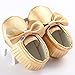 Voberry Baby Boys Girls Soft Soled Tassel Bowknots Crib Shoes PU Moccasins (0~6M, Gold)