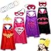 Lazu Superhero Dress Up Costumes Girls Capes and Masks set of 4 with Silicone Glow Bracelet and Hair Band