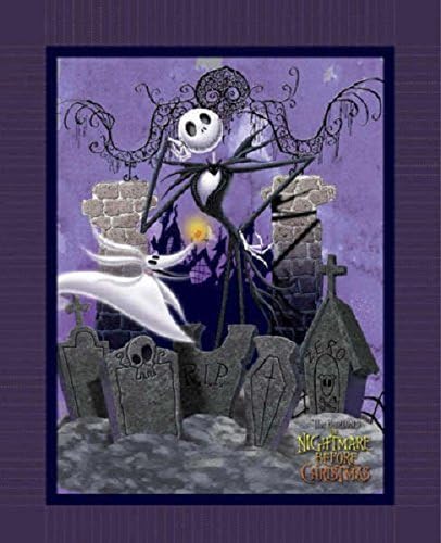 35 x 44 NIGHTMARE BEFORE CHRISTMAS 100% COTTON FABRIC PANEL DISNEY TIM BURTON by EVER SO CRAFTY