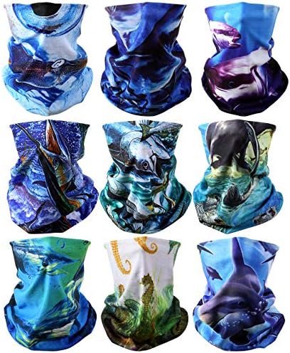 GraceMe 8PCS 9PCS Multifunction Magic Motorcycle Outdoor Sport Seamless Colorful Tube Half Face Mask Wrap Headband Scarf