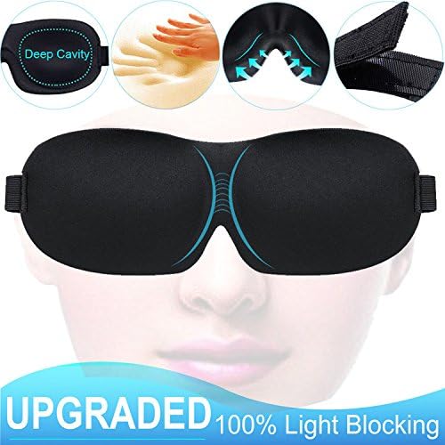 Sleep Mask 100% Light Blocking Contoured 3D Eye Sleeping Mask Blindfold Lightweight &amp; Comfortable with Adjustable Strap,No Pressure Eyeshade Cover for Women Men Insomnia,Travel,Shift Work