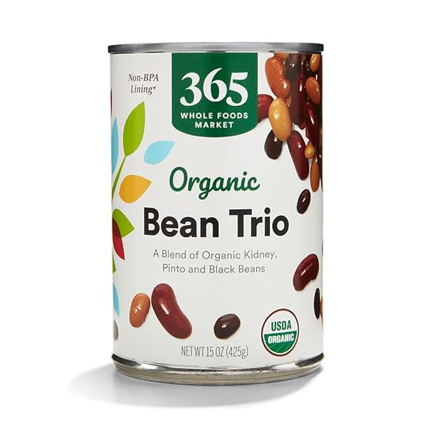 365 BY WHOLE FOODS MARKET, ORGANIC BEAN TRIO (KIDNEY, PINTO, & BLACK BEANS), 15 OUNCE