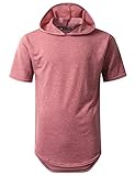 URBANCREWS Mens Hipster Hip Hop Heavy French Terry Hoodie T-shirt BURGUNDY, L
