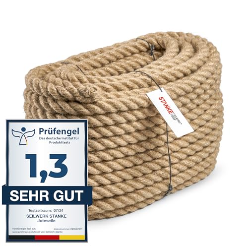 Seilwerk STANKE Juteseil Naturfasern gedreht Tauwerk Hanf Jute Tau Seil Tauziehen Absperrseil Handlauf 30mm 15m