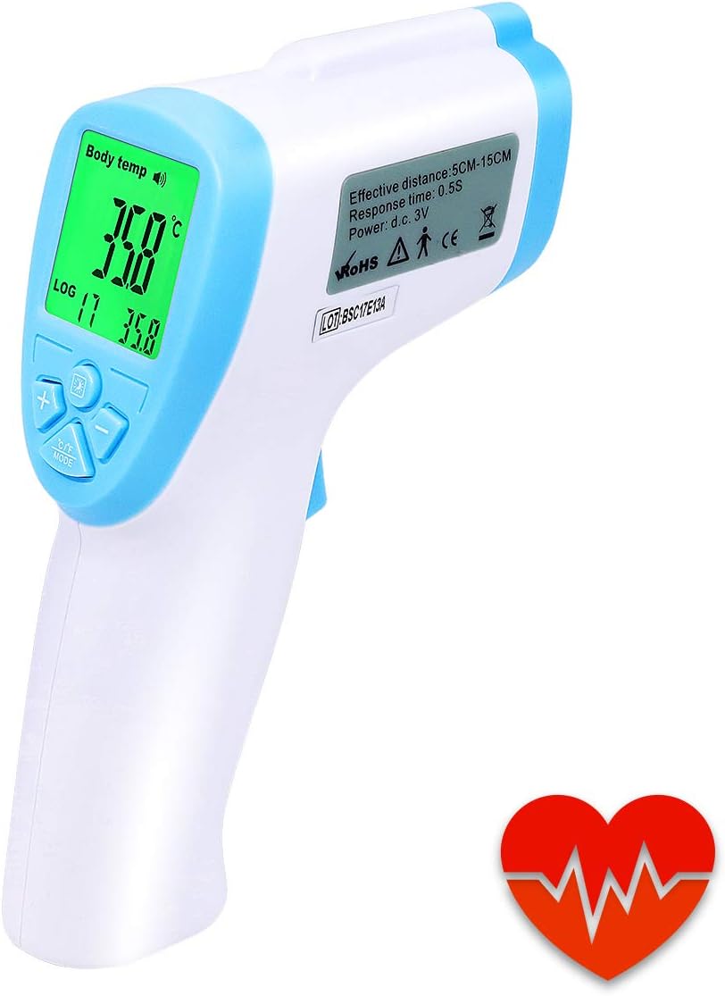 YUKICARE Forehead and Digital Non-Contact Thermometer .Professional for Baby , Adults and Object, CE and FDA approved,Fever Warning,Infrared Medical Thermometer with Instant Results （Batteries Included）