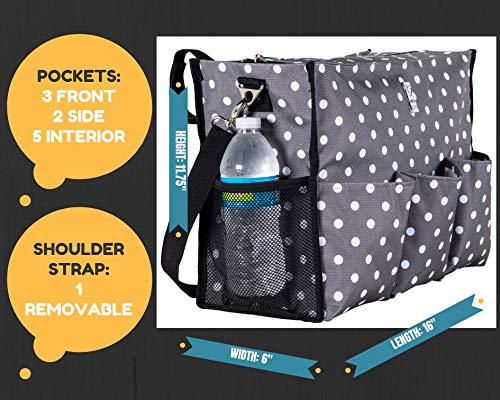Wheelchair Bag for Back of Chair w/ 5 Exterior & 5 Interior Pockets - Perfect Carrier Bag for Newspaper, Medical Paperwork, Blanket for Most Electric, Manual or Power Wheelchairs (Pop Lights)