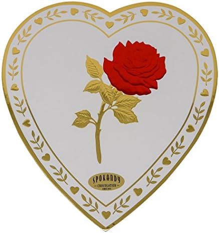 Spokandy Chocolatier 15 oz Assorted Chocolates in White Heart Rose Box