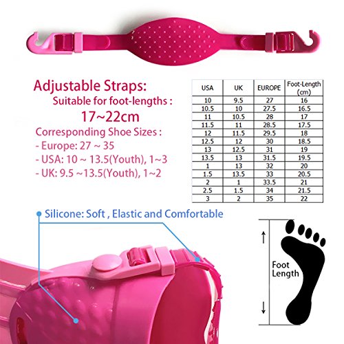 Coastacloud Adjustable Flippers Mermaid Fin Swim Fins for Kids Boys Girls Red