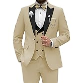 Wangyue Men's Tuxedo Suit 3 Piece Slim Fit Suit for Men Tuxedo for Men Wedding Party Dinner Prom
