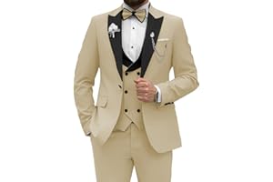 Wangyue Men's Tuxedo Suit 3 Piece Slim Fit Suit for Men Tuxedo for Men Wedding Party Dinner Prom