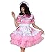 GOceBaby Women Sissy Maid Lockable Pink Satin Dress Costume Crossdress Pleated Style - Large