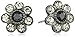 1928 Jewelry Black Crystal Flower Button Earrings