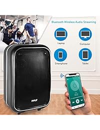 Pyle PA Altavoz Karaoke Bluetooth inalámbrico con micrófono inalámbrico tarjeta SD reproductor de mp3 pilas recargables   Boom Box (pwma825bt)