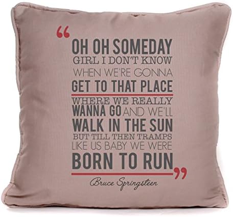 Four Leaf Clover Gift Shop Bruce Springsteen Born to Run Song Lyrics Throw Pillow Case | 18x18 Inch Cushion Pillow Cover