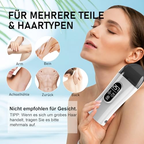Digital Roll on Wax Kit, Demine Wax Roller Kit for Hair Removal, Waxing Kit for Women, At Home Wax Kit for Larger Areas of the Body, Great Gift for Women, Suitable for Beginners