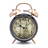 Hippih Twin Bell Silent Quartz 4 inch Stainless metal Alarm Clock,Eiffel