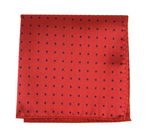 THE TIE BAR 100% WOVEN SILK RED HOT DOTS PATTERNED POCKET SQUARE